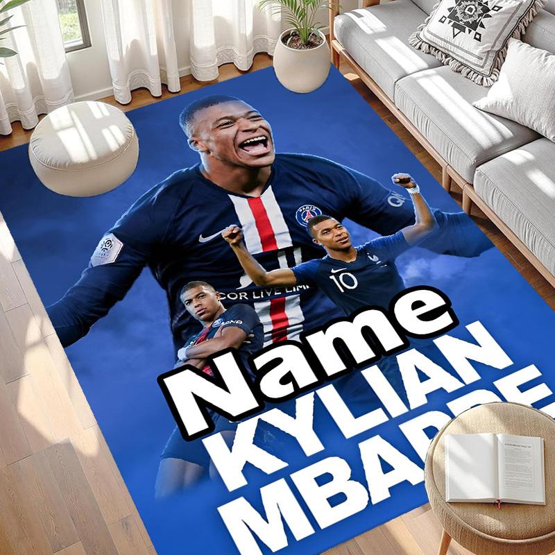 Custom Name Personalized Kylian Mbappe Print Carpet, Versatile Home Decor Rug, for Playroom, Apartment, Balcony, Entryway, Hallway Gift