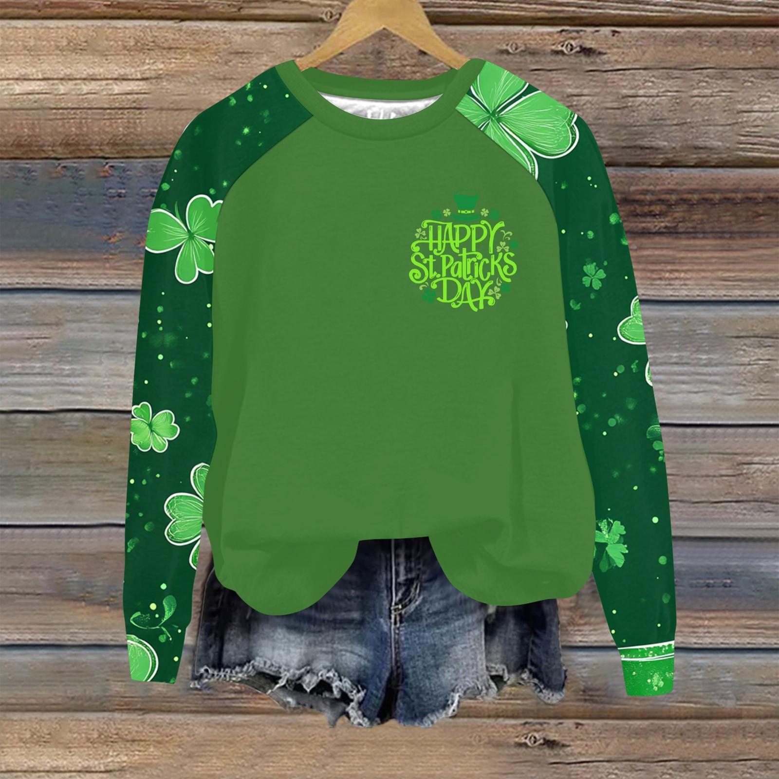 

Женский модный рукав реглан St. Повседневная толстовка с круглым вырезом и принтом ко Дню Святого Патрика L армия зеленый