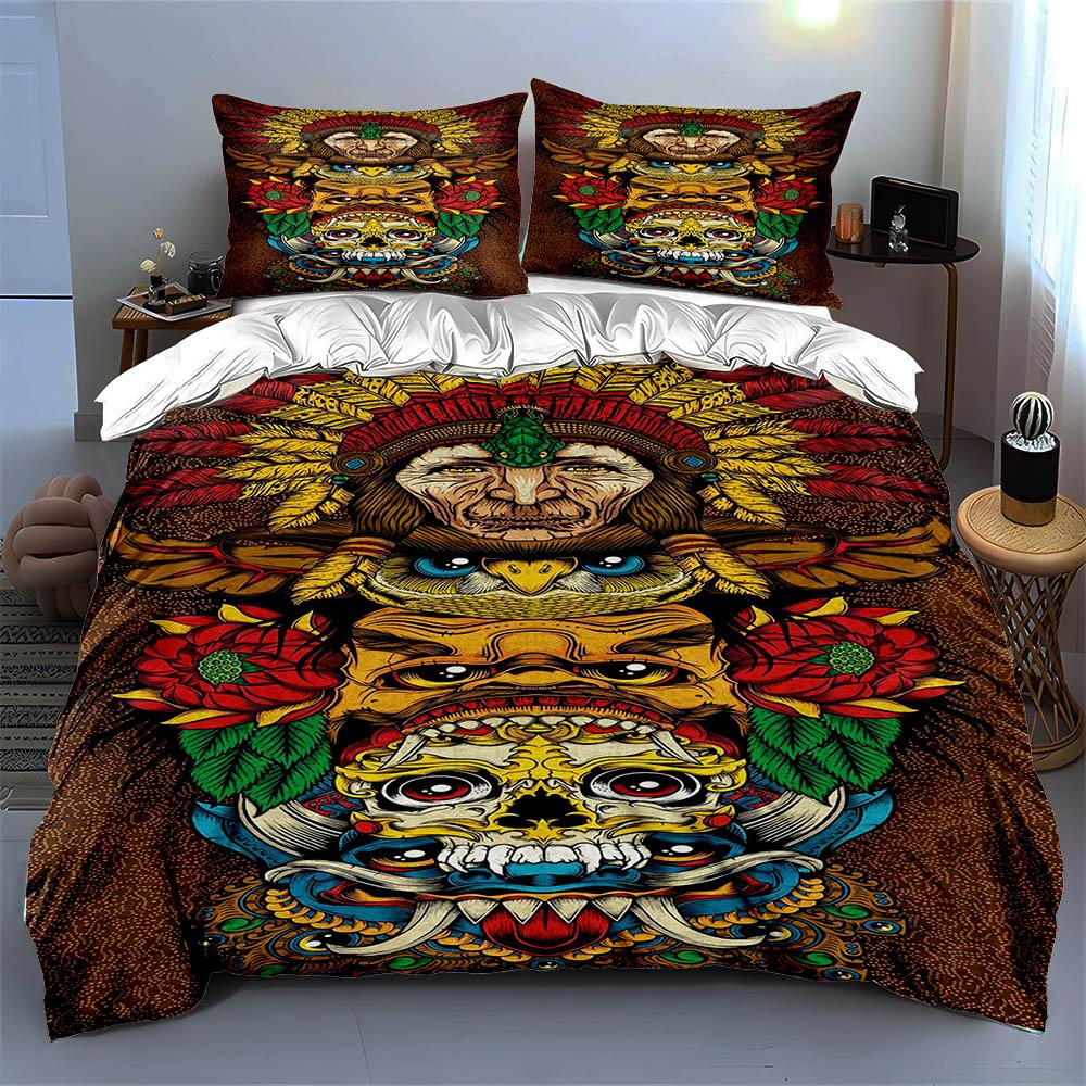 Animal Face Tribal Headdresses. Bedding Sets Duvet Cover Sets Duvet Covers Pillowcases(1 * Duvet Cover 2 * Pillowcases, Without Duvet Insert)