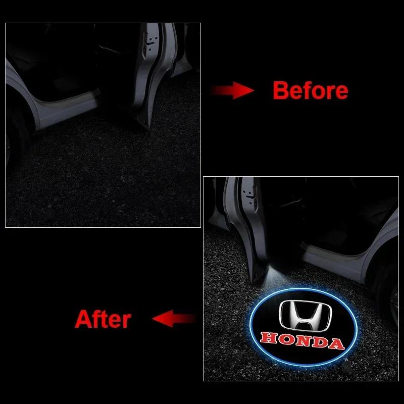 For Honda New Led Car Door Light Laser Projector HD Welcome Lamps Car Accessories For Honda Civci CRV Accord Mugen Prelude FIT C