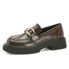 Loafers women's 2025 new spring and autumn black platform British style small leather shoes commuting single shoes versatile with skirt