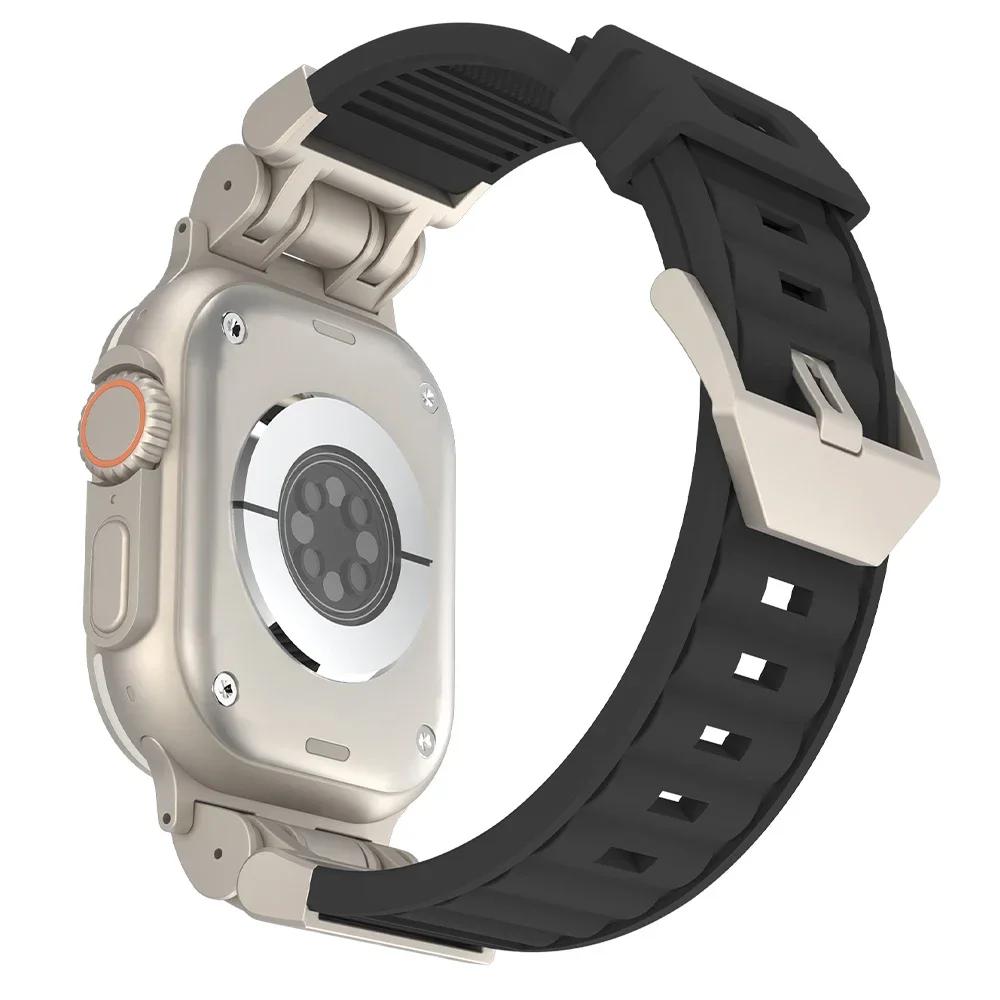 Correa Deportiva de Silicona Para Apple Watch Ultra 2 49mm 45mm 44mm 42mm Correa de Goma Suave Para iWatch Series 9 8 7 6 5 4 se Pulsera para Hombre