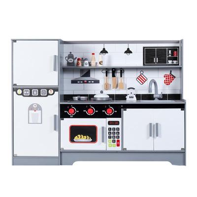 Wooden Kitchen Toy Set: Sound & Light Role-Play Cooking Experience for Kids