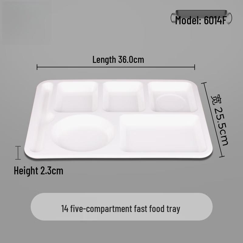 14-inch Square 5-Compartment Melamine Fast Food Tray