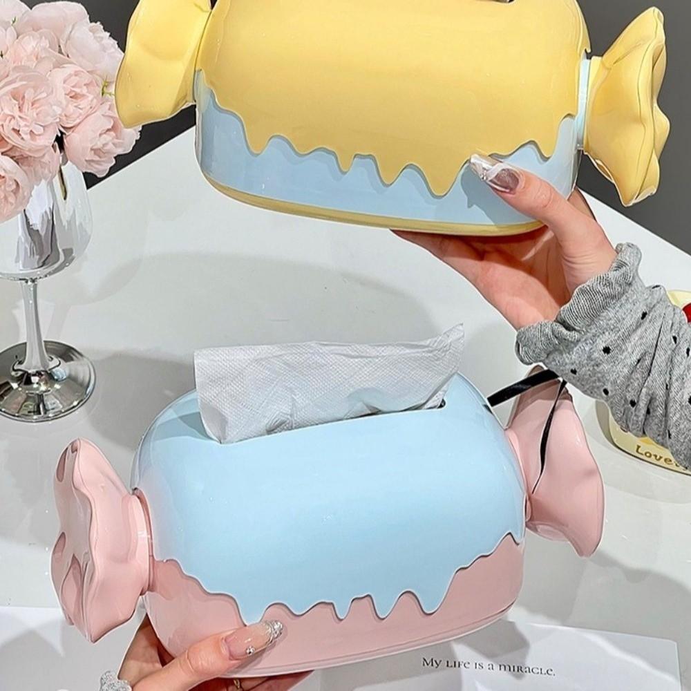 Cartoon Candy Tissue Box Decorative Large Capacity Napkin Holder Exquisite Plastic Paper Towel Dispenser Home Decor