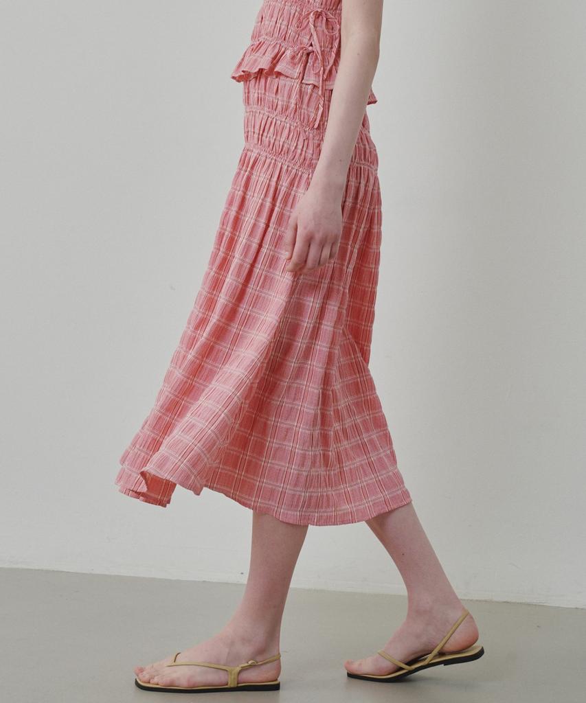Ollibeudeollibeu Smocking Check Back Elastic Skirt (Set Up) Oe6Ms6540