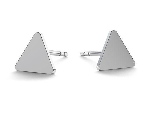 Silver Earrings Small Triangles Women's Studs Plates 7Mm Posts Silver