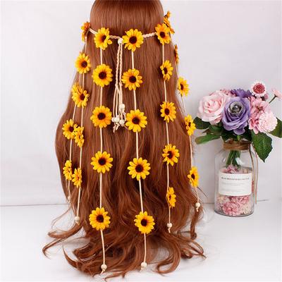 Neues modisches Blumen-Haarband mit Gänseblümchenmuster, Blumenkranz, sommerliche Sonnenblumen-Haaraccessoires für Damen, verstellbares Haarband im Boho-Stil, Geschenkidee