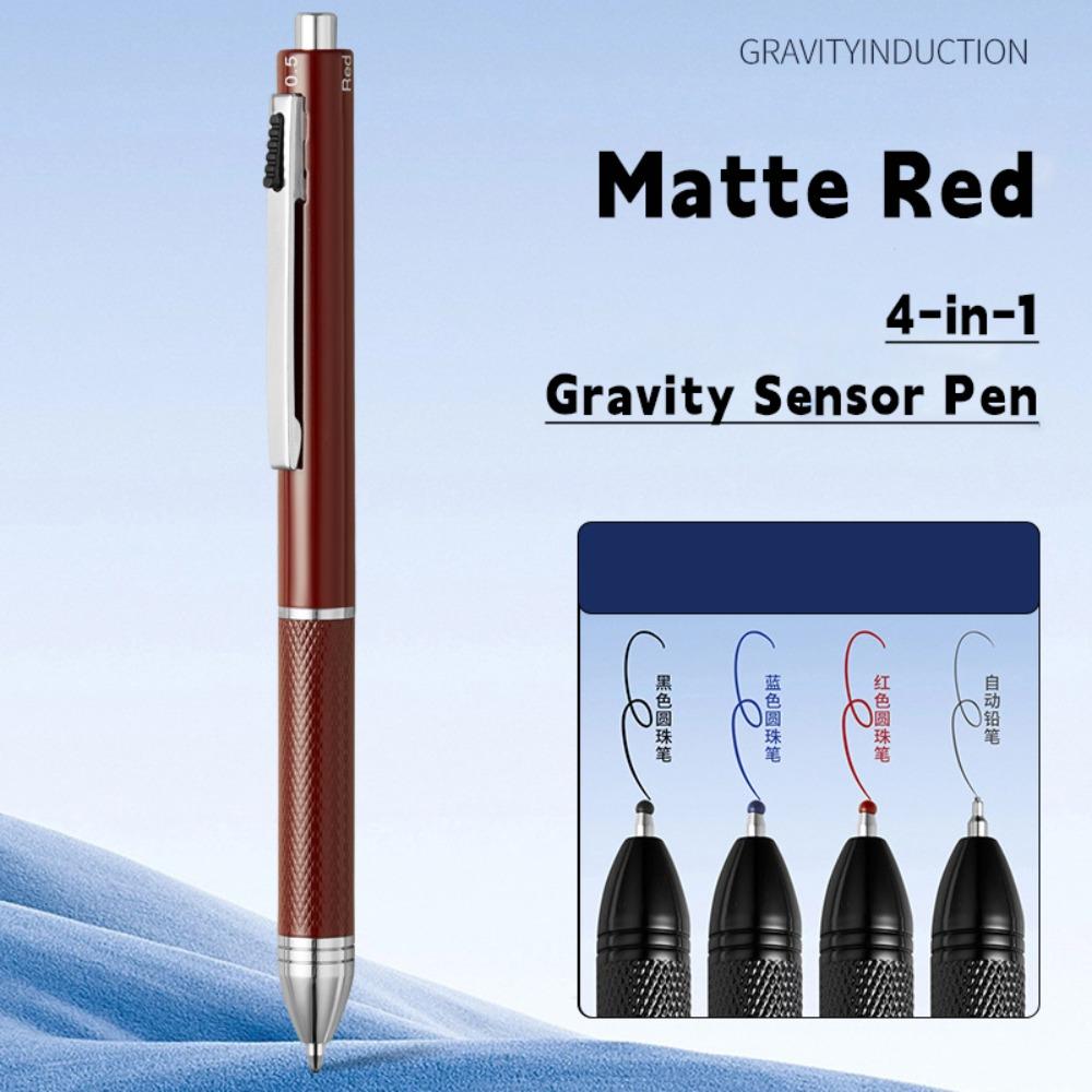 Fashion Gravity Sensor Pen High Quality Metal Mechanical Pencil 4 in 1 Press Type 3Colors Ballpoint Pen Signature Pen