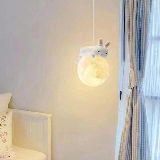 Panda Pendant Light 3D Moon Planet Hanging Lamp Bear Rabbit Chandelier