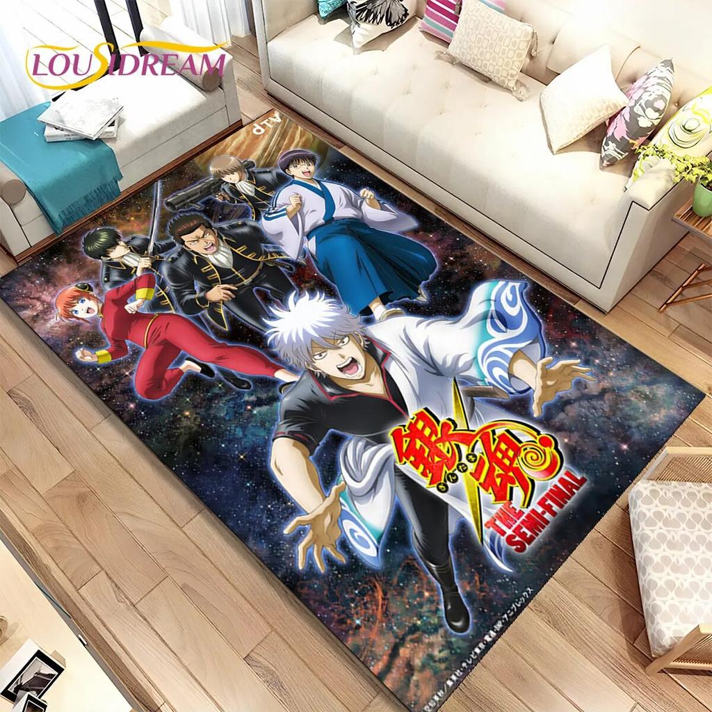 3D Gintoki Kagura Gintama Anime Area Rug,Carpet Rug for Living Room Bedroom Sofa Doormat Decoration, Kid Play Non-slip Floor Mat