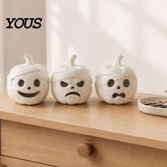 Exquisite Halloween Desktop Decorations 3D Printed Mummy Pumpkin Skull Figurine for Decorations, Versatile Showcase Display Statues with Funny