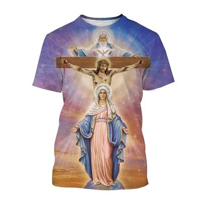 2025 New Summer Virgin Mary 3D Print T-shirt Men Women O-Neck Short Sleeve T Shirts Harajuku Streetwear Kids Tees Tops Clothing