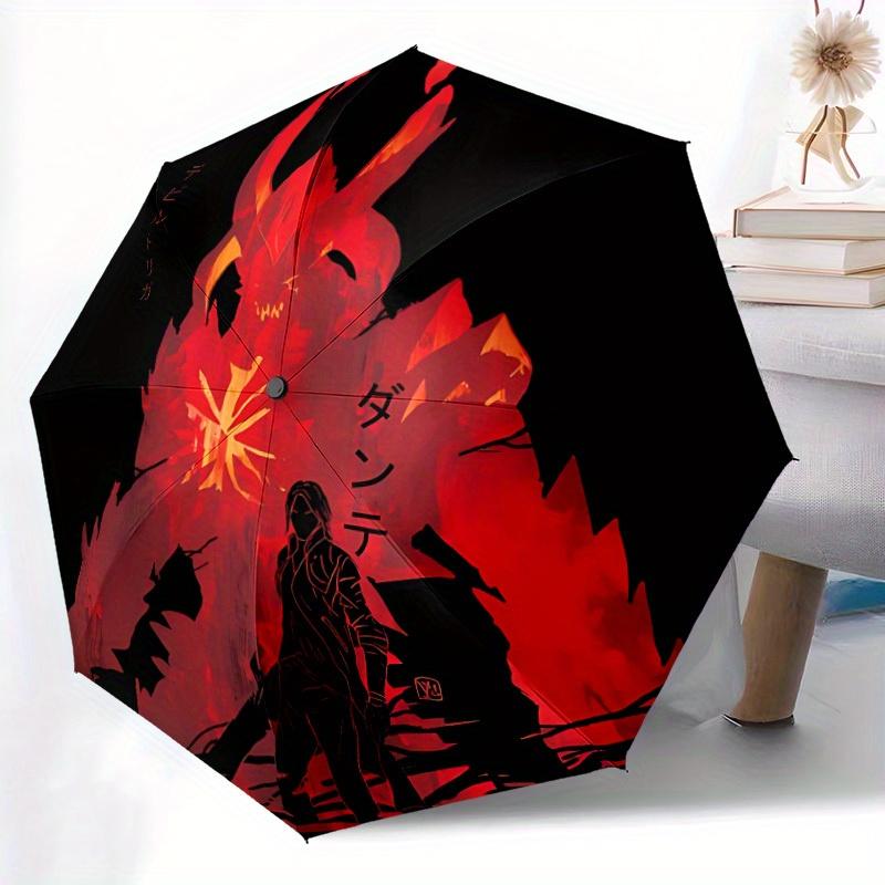 1pc Devil Windproof Automatic Umbrella, Portable Folding Design, Lightweight for Women/Men253