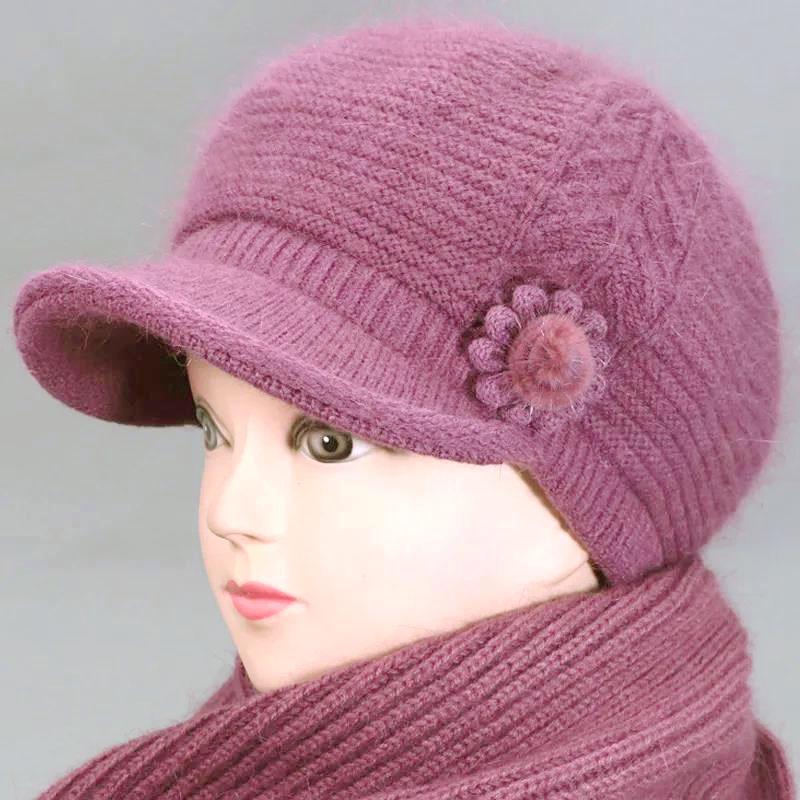 Hut Damen Winter Wärme und Dicker Samt Alte Dame Kaninchen Wollmütze Mutter Hut