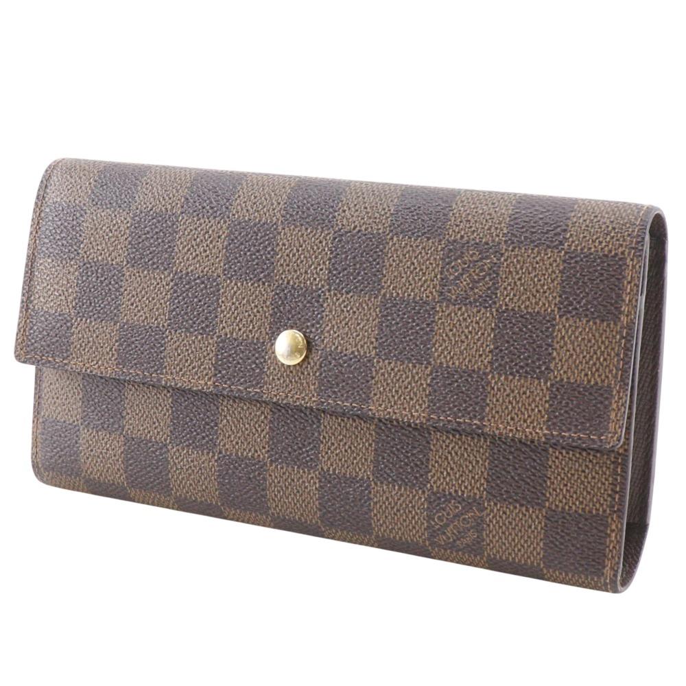 LOUIS VUITTON Portefeiulle International Purse N61217 Brown Damier canvas unisex Used