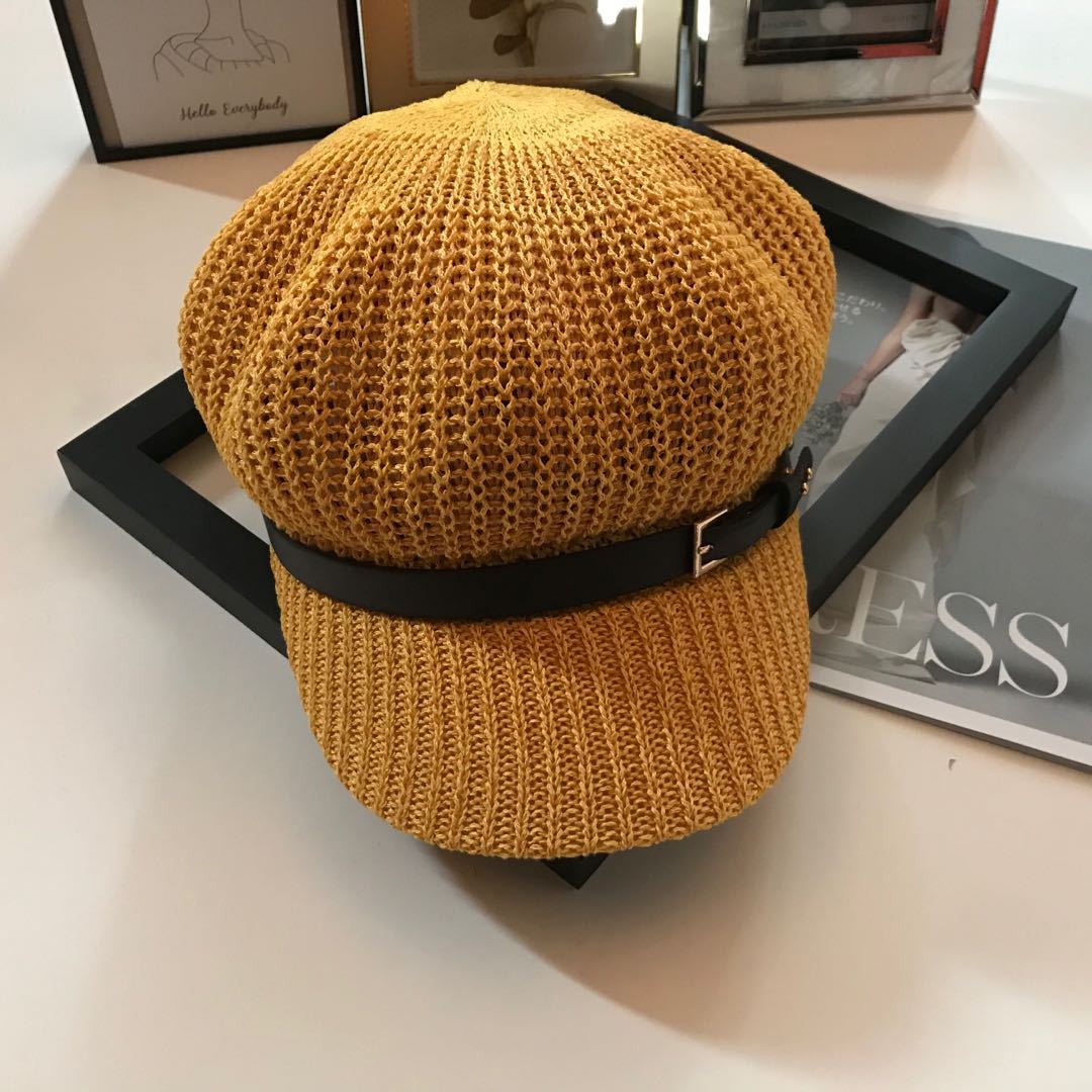 

Шляпа Женская Летняя Универсальная Берет из Молочного Шелка Дорожная Солнцезащитная Шляпа Солнцезащитная Шляпа с Утиным Козырьком Восьмиугольная Шляпа Соломенная Шляпа M（56-58cm） жёлтый