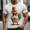 Print Funny Cartoon Rooster T-Shirt For Men Cute Bird Graphic Short Sleeve Tees Summer