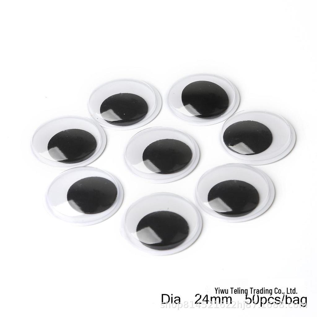 Pre-made DIY Toy Animal Accessories: Adhesive Black and White Moving Eyes for Kids