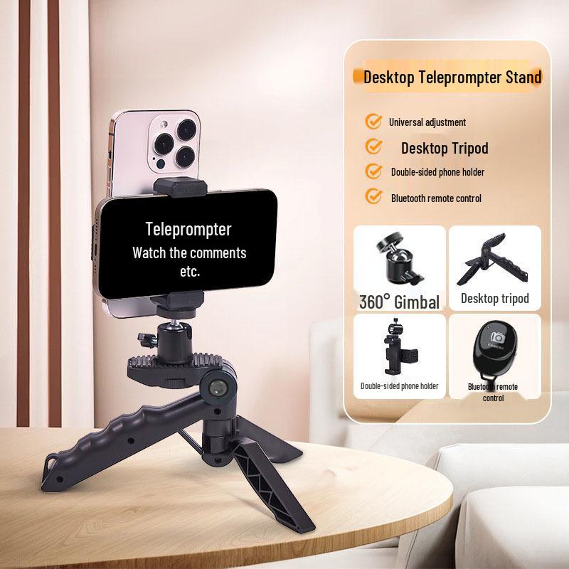 Multi-Functional Mobile Teleprompter Stand: Double-Sided Live Broadcast & Video Recording Holder for Hands-Free Use