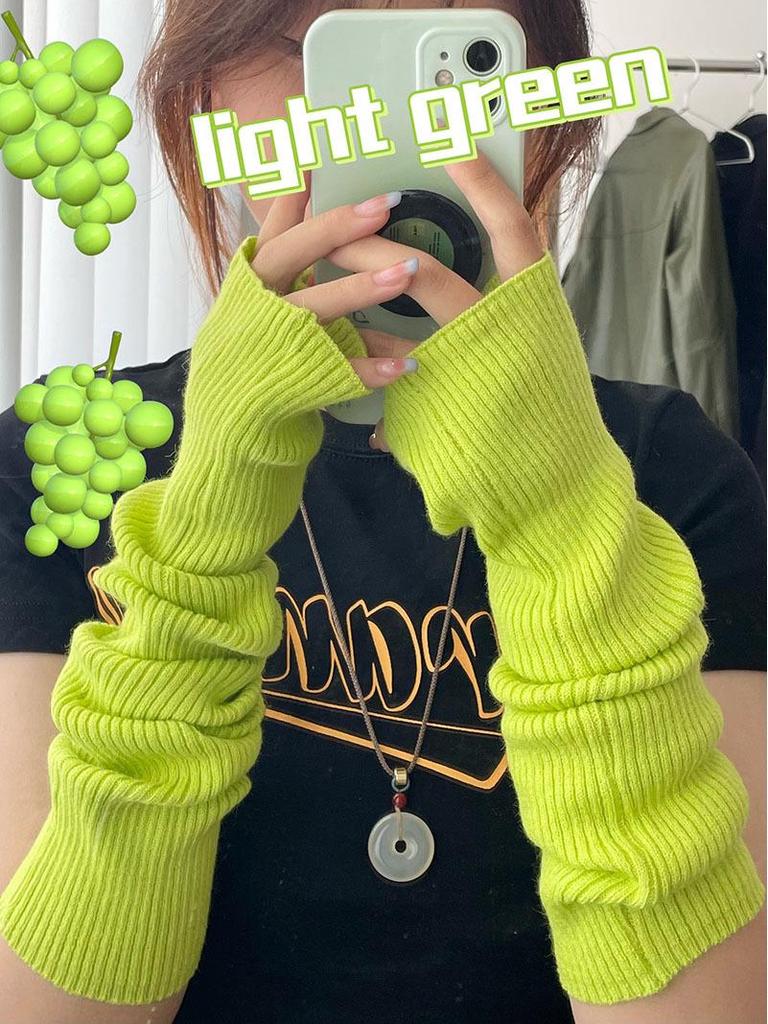 Petrolfarbene einfarbige lange fingerlose Damen-Armstulpen aus gestrickter Wolle - Warm und kältefest