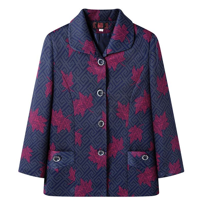 Autumn Women's Top with Lining, Year 0 Thin Coat, Old Lady Lapel Gown