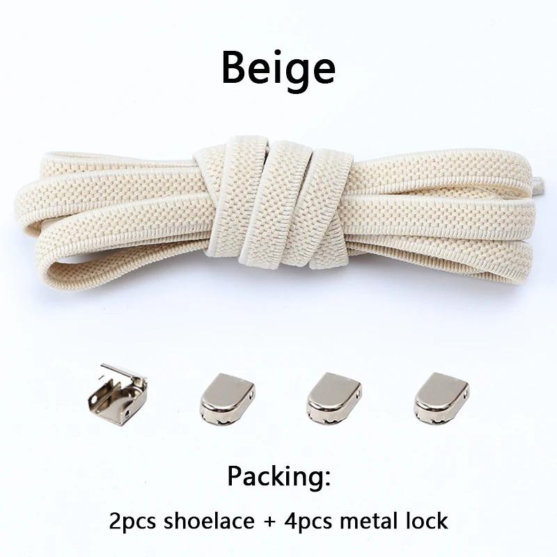 1 Pair Flat Shoe Laces For Sneakers Elastic Shoelaces Without Ties Press The Metal Lock Lazy Shoes Lace Rubber Band Accessories