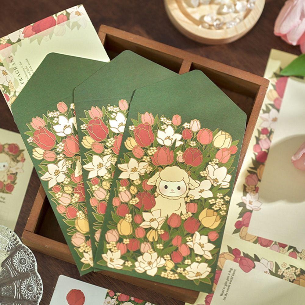 Floral Pattern Card Envelope Set Writing Paper with Envelopes  School Office Supplies