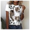3D Cat Cartoon Couple Trendy Brand Women's T-shirt Short Sleeve T-shirt