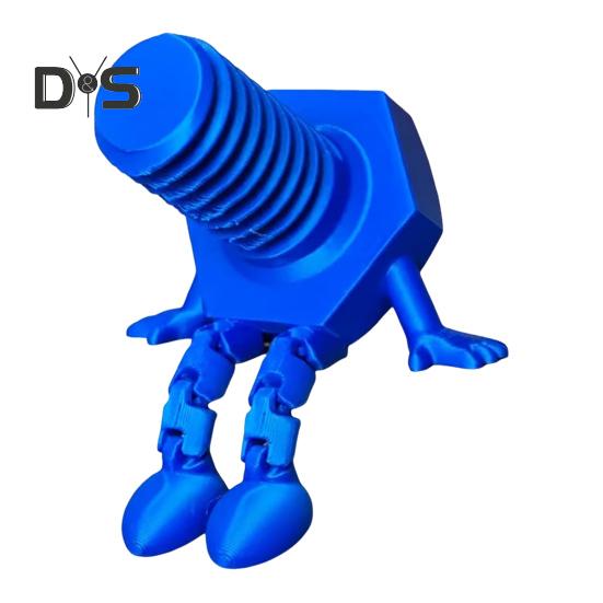 

1/2 шт. 3D-печатная фигурка болта-гайки с шарнирными ногами, подвижными суставами, мультяшная фигурка-винт, игрушка-статуэтка для домашнего офиса, украшение для рабочего стола, орнамент синий