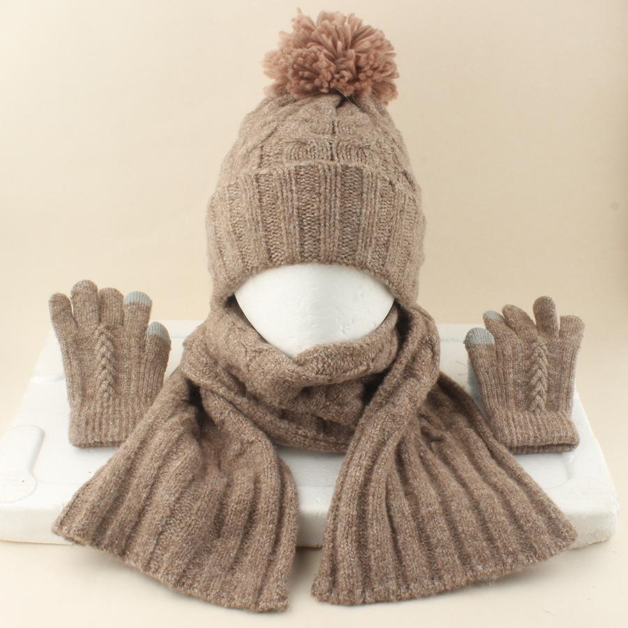 Dziecięcy Zimowy Ciepły Dzianinowy Zestaw Czapka z Pomponem Szalik Rękawiczki Zestaw 3 Szt. Lub Pojedyncza Czapka Beanie Wiatroodporna Ochrona Uszu Dla Chłopców Dziewczynek Zimna Pogoda Na Zewnątrz