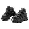 Nye Punkstil Damesko Snøresko Hælhøyde 6CM Platformsko Dame Metalldekor Dame Sneakers Gotiske Ankel Rockestøvletter