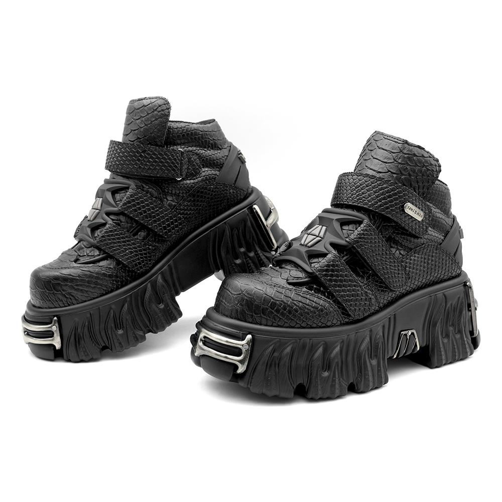 Nye Punkstil Damesko Snøresko Hælhøyde 6CM Platformsko Dame Metalldekor Dame Sneakers Gotiske Ankel Rockestøvletter