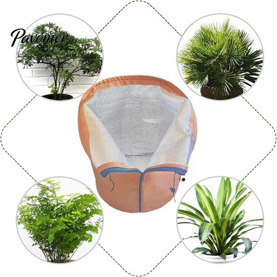 Winter Plant Protection Covers Planter Insulation Cover, Zippered Flower Pot Wrap, Cold Wind Shield for Potted Trees Bag with Drawstring Outdoor