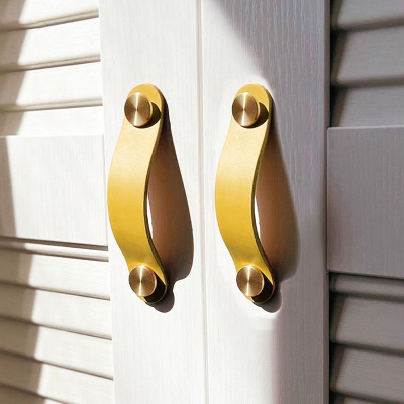 1PC Cabinet Knobs Furniture Wardrobe Pulls Anti-collision PU Leather Modern Door Handle Soft Dresser Kitchen