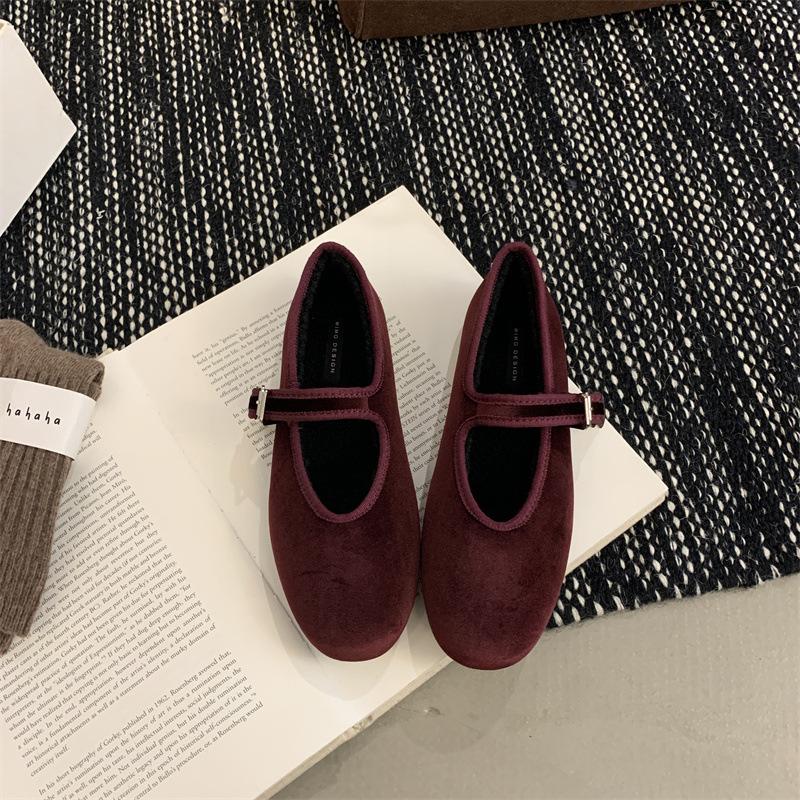 

IPPEUM Балетки с пряжкой Красные Балерины Zapatos Mujer Женские туфли Мэри Джейн 245 чёрный