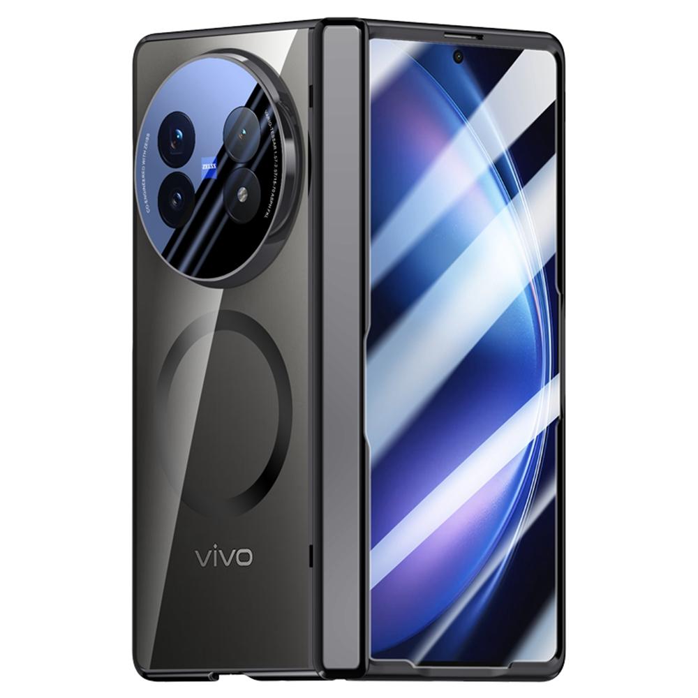 For vivo X Fold5 5G Magnetic Case PC+Acrylic Phone Cover with Anti-Spy Screen Protector,Lens Kickstand