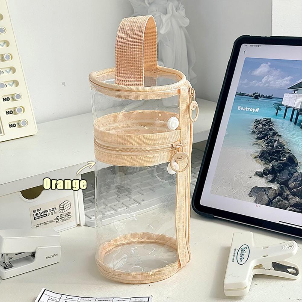 

Portable Pencil Case PVC Pen Box High Quality Stationery Bag School Office оранжевый