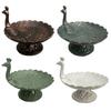 Cast Iron Peacocks Candle Holders Decorative Tray Bird Feeder with Raised Feathered Texture for Patios Courtyards Tabletop Accent Decors