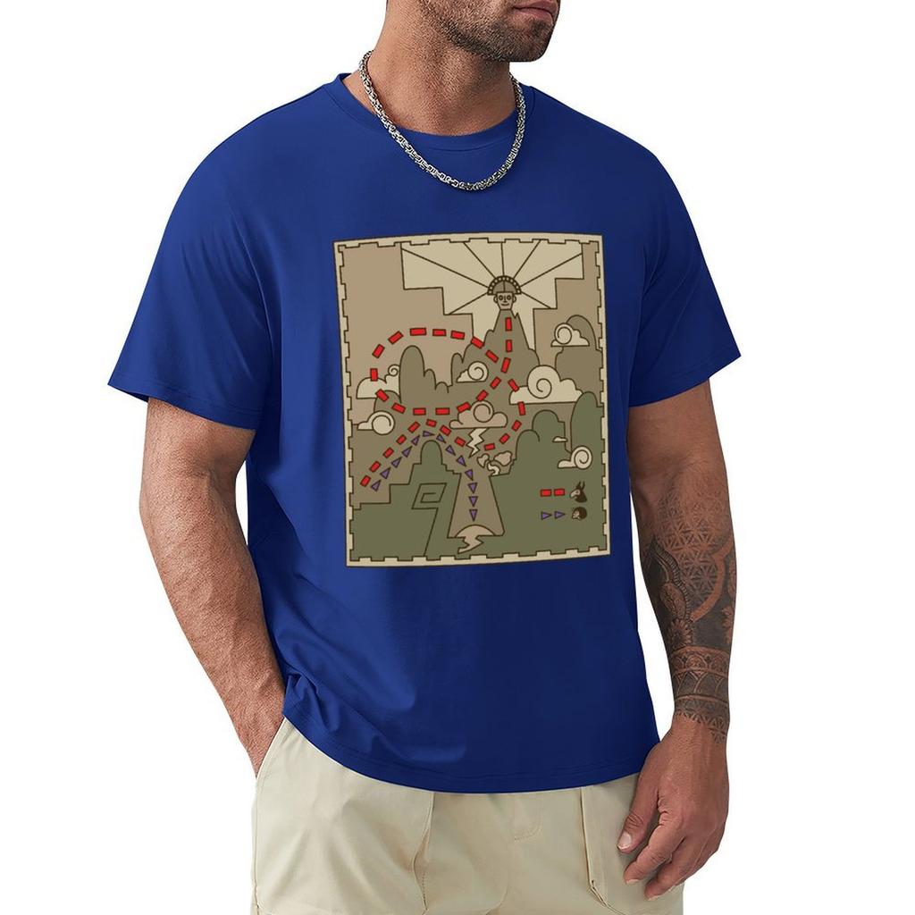 Kuzco Map T-Shirt Oversized Tees Vintage T Shirts Aesthetic Clothing Shirts Men Graphic