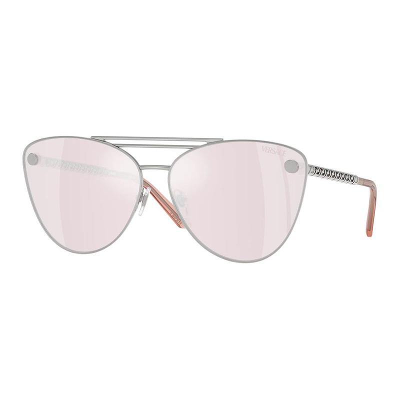 Versace Unique Design Metal Aviator Sunglasses Women's Silver 26751141 VE226710007V-Silver F