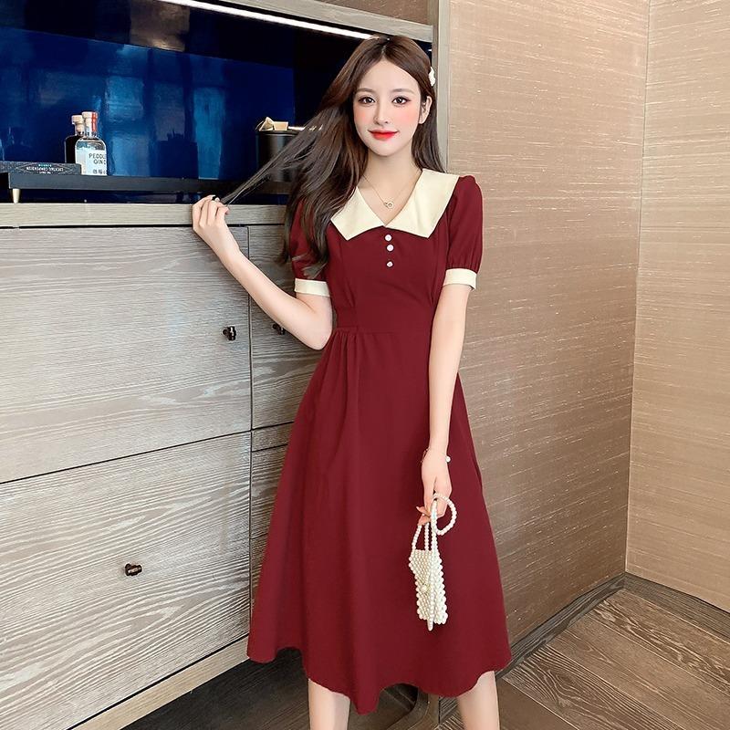 2026 summer new French doll collar waist thin temperament dress women's hair temperament commuting