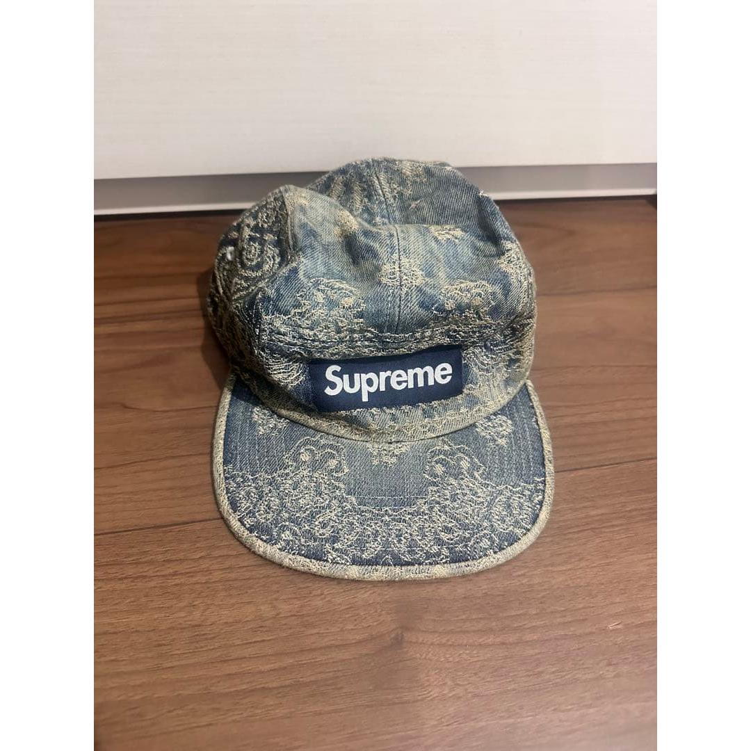 Used Supreme Paisley Print Denim Camp Cap