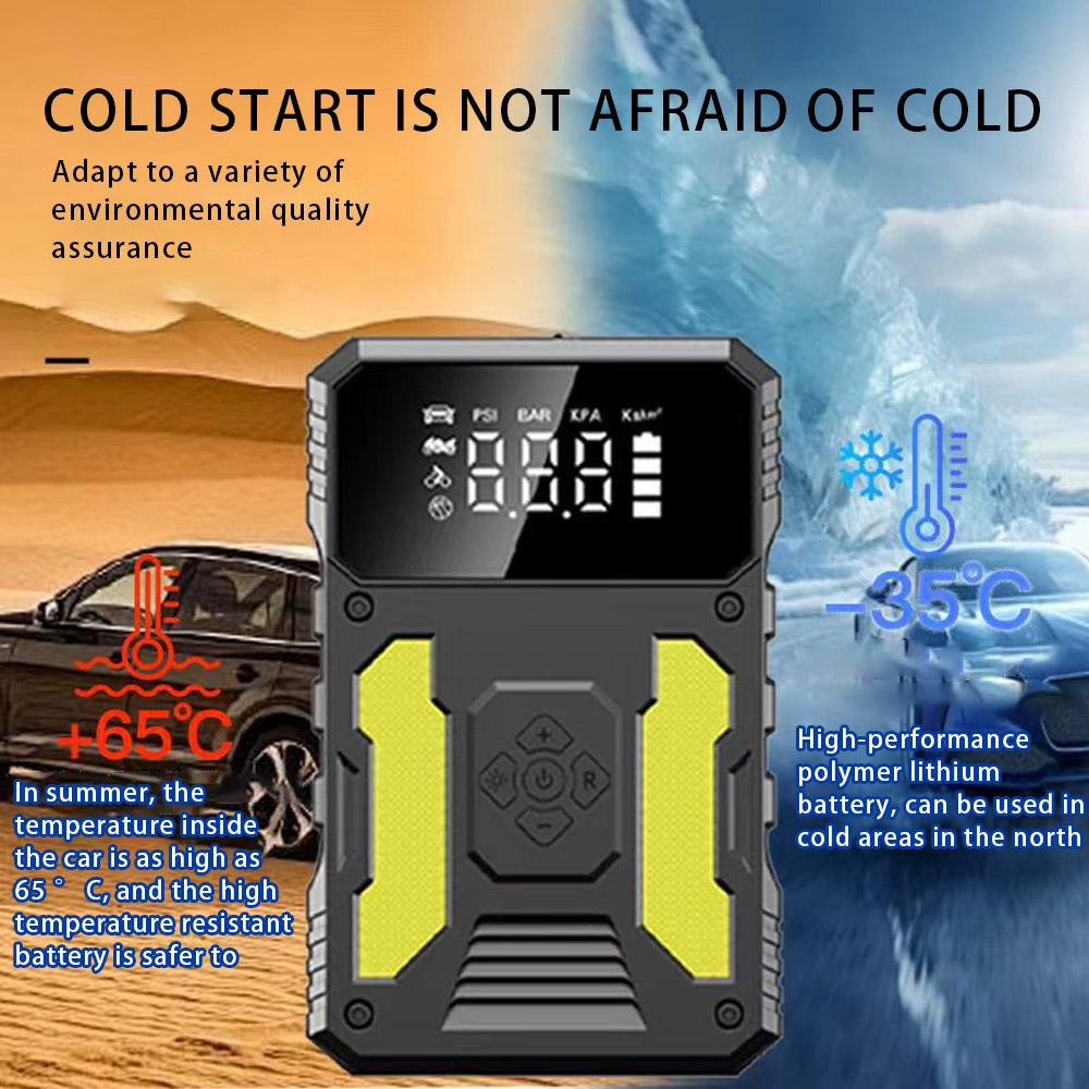 Car Jump Starter 2000A 29600mWh Portable Truck & Motorcycle Tire Inflator Power Bank with LED Flashlight