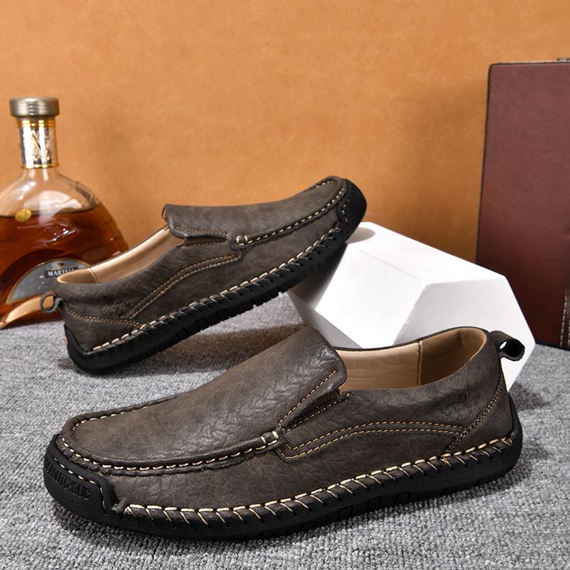 Large Size 48 Handmade Split Leather Men's Casual Shoes Comfortable Men Loafers Moccasins Men Flats Shoes Driving Shoes