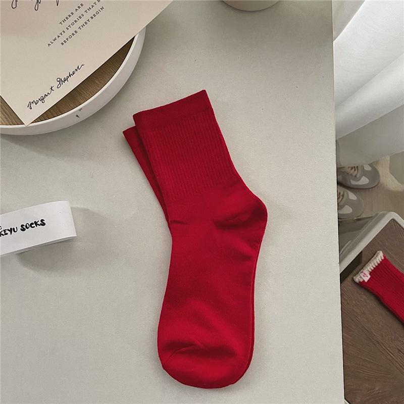 

Women s Year of the Rabbit Red Mid-Calf Socks - Cotton New Year Cable Knit Christmas Design One Size
