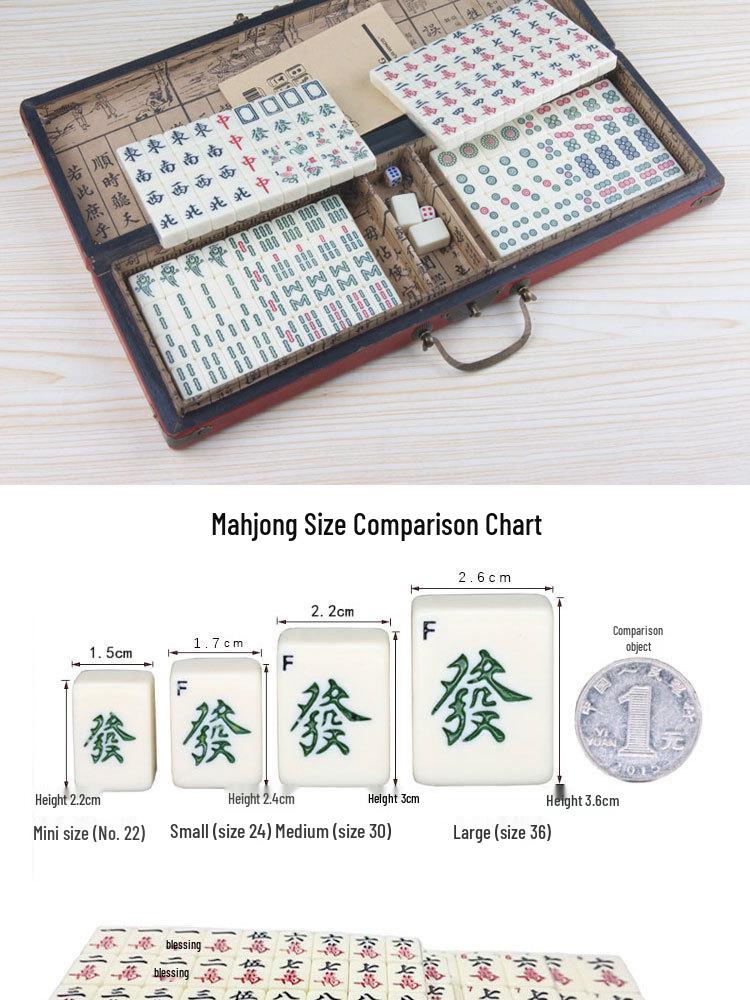 Antikes Mahjong-Set: Reisegröße bis Groß mit Lederbox und Geschenkhinweisen