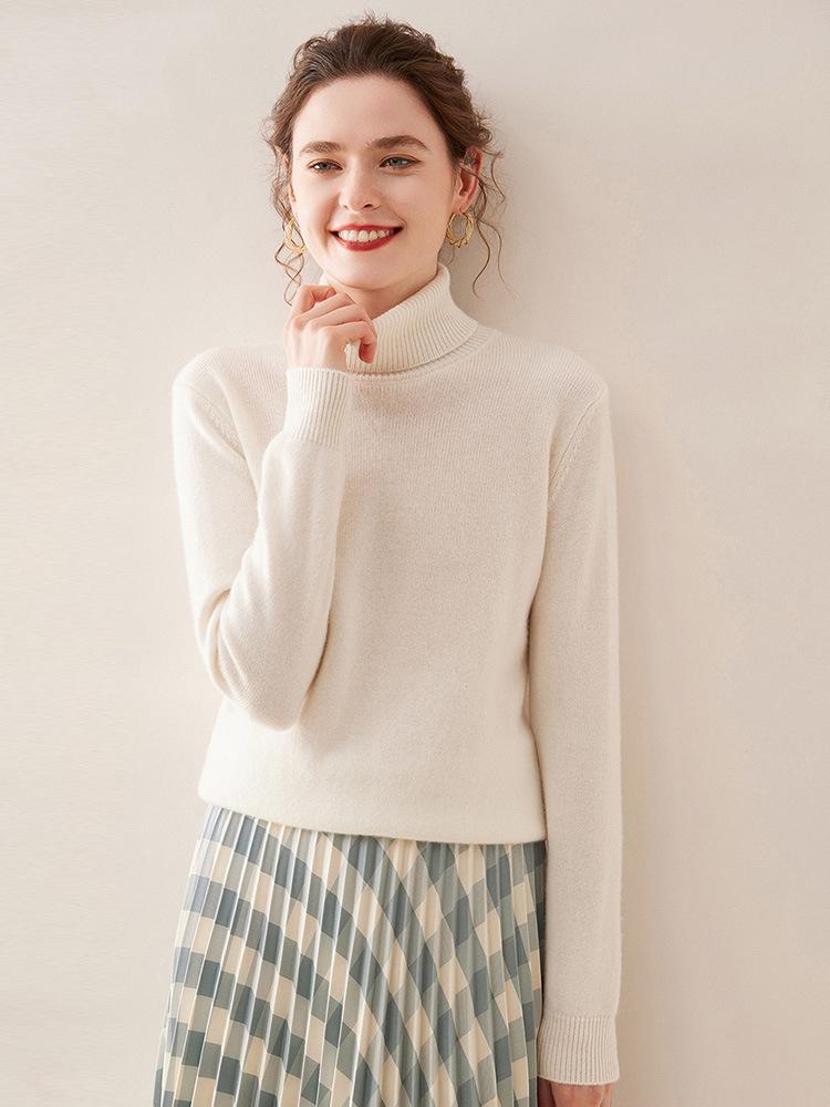 2025 Autumn/Winter Women's Solid Color Cashmere Lapel Sweater - Seven Gauge Double Ply Thickened Knit Base Layer