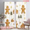 2pcs,2D Plane Printing Curtain Popular Gingerbread Christmas Village Snowflakes (2) Polyester (without Rod) Home Decor for