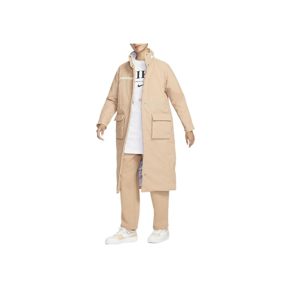 Nike Sportswear Therma-Fit Revival Solid Color Mid-Length Logo Print Zipper Warm Cotton Jacket Women Jacket Dark-Yellow DQ6859-200